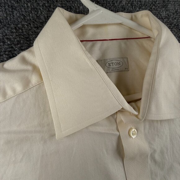 Eton Classic 17.5 Yellow Button Up Shirt Long Sleeve Men Cotton Sweden Designer - Picture 10 of 16